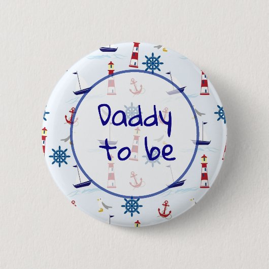 Vater als Nautical Baby Showknopf Button (Vorderseite)