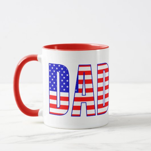 Vater Amerikanischer Flag Gemusterter Text Tasse (Links)