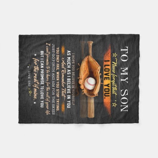 Vater an meinen Sohn glaubt an euch selbst Basebal Fleecedecke (Vorderseite (Horizontal))