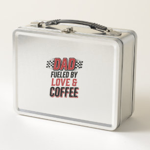 Vater, angetrieben von Liebe und Kaffee, Rennshirt Metall Brotdose