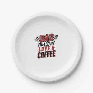Vater, angetrieben von Liebe und Kaffee, Rennshirt Pappteller