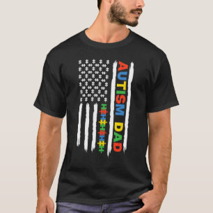 Vater Autism Awareness American Flag for Daddy T-Shirt