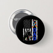 Vater Autismus Bewusstsein Amerikanischer Flaggenf Button (Vorne & Hinten)