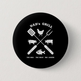 Vater Barbecue Grill The Man Meet Legend Funny Gri Button