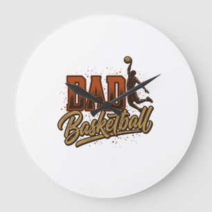 Vater Basketball Vintage Gravur Shirt Design_1 Große Wanduhr