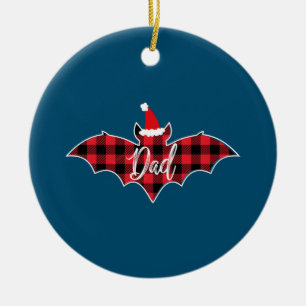 Vater Bat Christmas Papa Pajama Roter Kariert Buff Keramik Ornament
