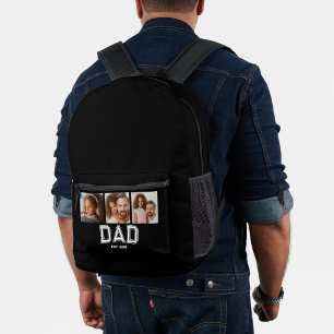 Vater Begründete Elegante 3 Foto Geschenke Schwarz Bedruckter Rucksack