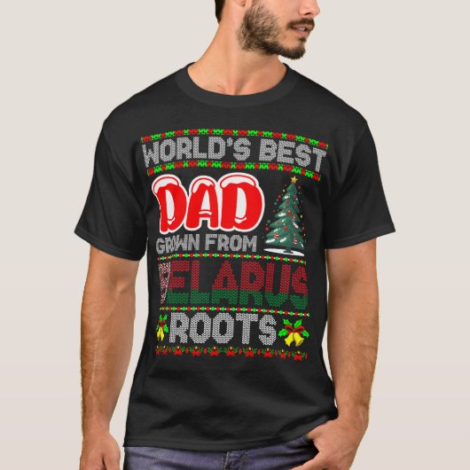 Vater Belarus Weihnachtsgeschenk-Idee Hässlicher P T-Shirt (Vorderseite)
