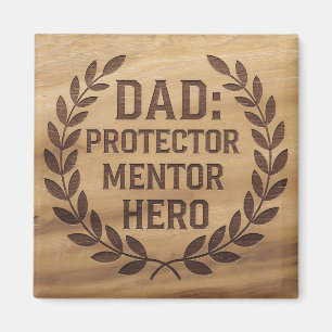 Vater: Beschützer, Mentor, Held: Graviertes Bild Magnet