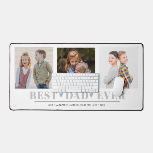 VATER BEST VATER JE Collage 3 Foto BLUE Hearts Schreibtischunterlage (Tastatur & Maus)
