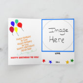 Vater Birthday Balloons Cupcakes Stripes FOTO Karte (Innenseite)
