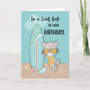 Vater Birthday Beach Funny Cool Raccoon Karte