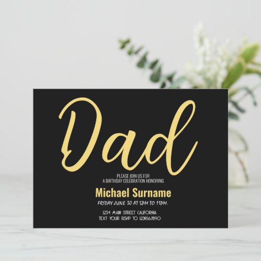 Vater Birthday Simple Vathers Day Party Einladung (Stehend Vorderseite)