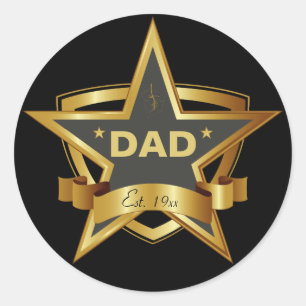 Vater Black and Gold Star Round Stickers