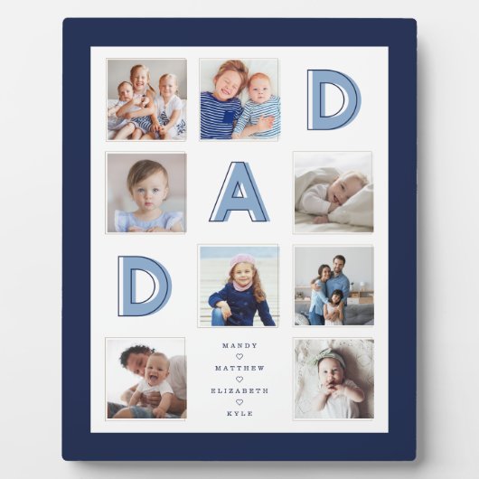 VATER Blue Letters Family Foto Collage Navy Frame Fotoplatte (Vorderseite)