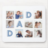 VATER Blue Letters Nine Family Foto Grid Collage Mousepad (Vorne)