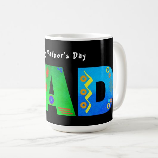 VATER Bold Geometric Boho Vatertag Kaffeetasse (VorderseiteRechts)