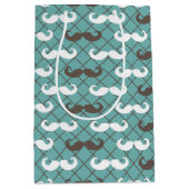 Vater Brown & Aquamarin Mustache Mittlere Geschenktüte (Vorderseite)