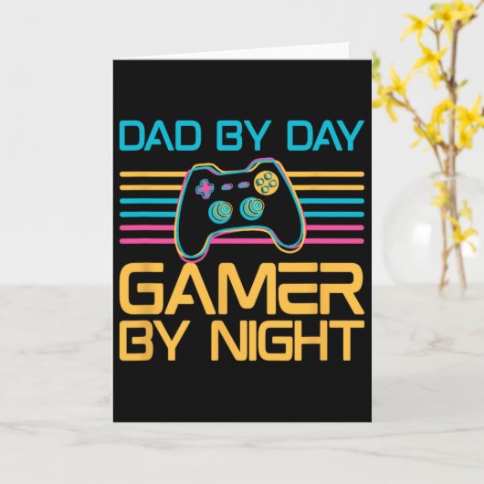 Vater by Day Gamer by Night Video Games Lover Game Karte (Gelbe Blume)