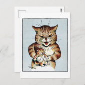 Vater Cat Holding a Kitten, Louis Wain Postkarte (Vorne/Hinten)