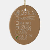 Vater Checklist Funny Happy Vathers Day Family Keramik Ornament (Rechts)