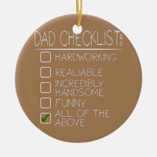 Vater Checklist Funny Happy Vathers Day Family Keramik Ornament (Vorne)