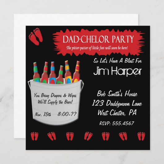 Vater-Chelor-Party Einladungen (Vorne/Hinten)