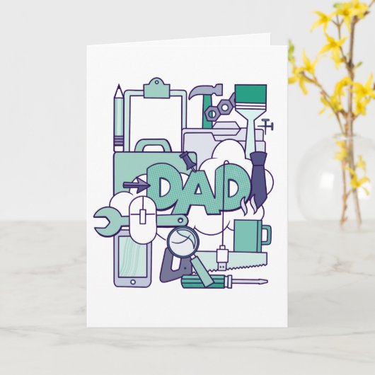 Vater Collage mit Tools Tech Vathers Day Card Karte (Gelbe Blume)