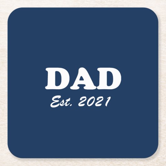 Vater Custom Est Datteldatum Marineblau Weiße Vate Rechteckiger Pappuntersetzer (Vorderseite)