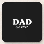 Vater Custom Est Datum moderne Typografie schwarz Getränkeuntersetzer (Vorderseite)