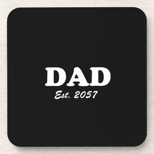 Vater Custom Est Datum moderne Typografie schwarz Getränkeuntersetzer (Vorderseite)
