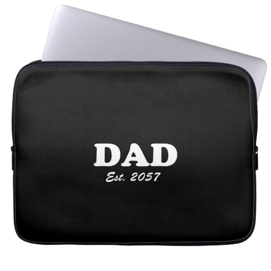 Vater Custom Est Datum moderne Typografie schwarz Laptopschutzhülle (Vorderseite)