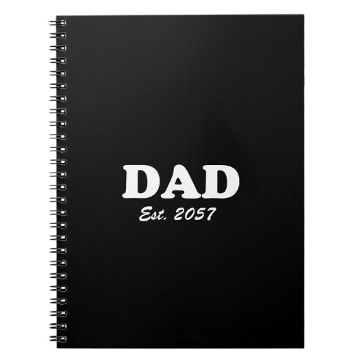 Vater Custom Est Datum moderne Typografie schwarz Notizblock (Vorderseite)