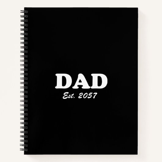 Vater Custom Est Datum moderne Typografie schwarz Notizblock (Vorderseite)