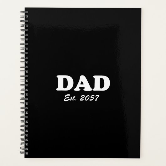 Vater Custom Est Datum moderne Typografie schwarz Planer (Vorderseite)