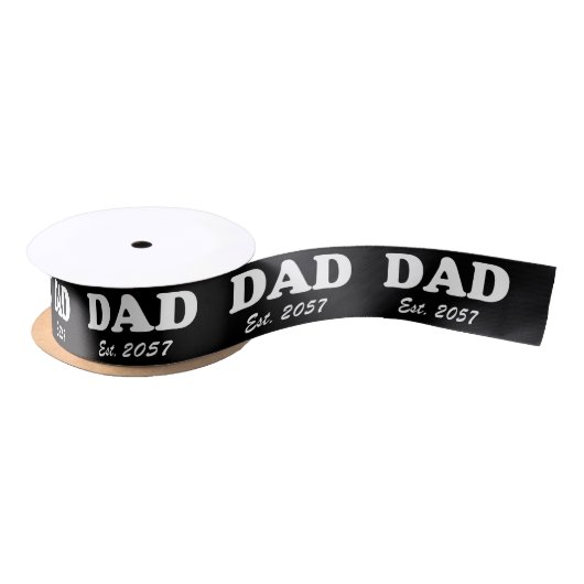 Vater Custom Est Datum Moderne Typografie Schwarz- Satinband (Spule)
