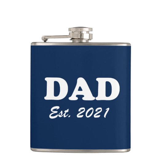 Vater Custom Established Datumsplatz blau weiß, mo Flachmann (Vorderseite)