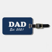 Vater Custom Established Datumsplatz blau weiß, mo Gepäckanhänger (Vorderseite horizontal)