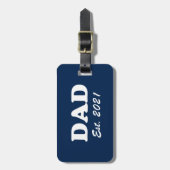 Vater Custom Established Datumsplatz blau weiß, mo Gepäckanhänger (Vorderseite vertikal)