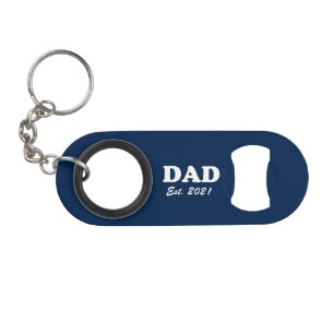 Vater Custom Established Datumsplatz blau weiß, mo Mini Flaschenöffner