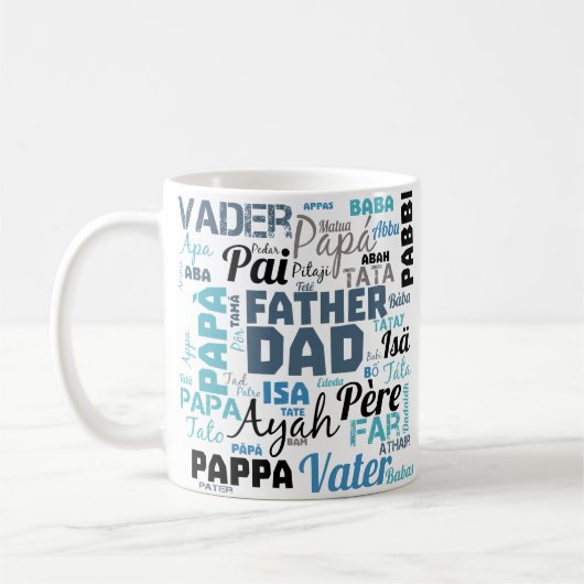 Vater Dad Typografie Wortwolke Kaffeetasse (Links)