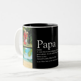 Vater Daddy Papa Definition 4 Fotocollage Schwarz Zweifarbige Tasse