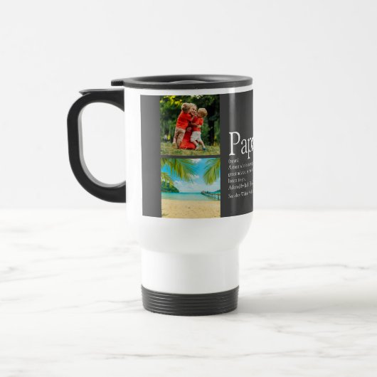 Vater Daddy Pater Definition 4 FotoCollage grau Reisebecher (Links)