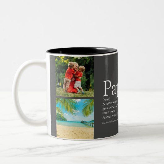 Vater Daddy Pater Definition 4 FotoCollage grau Zweifarbige Tasse (Links)