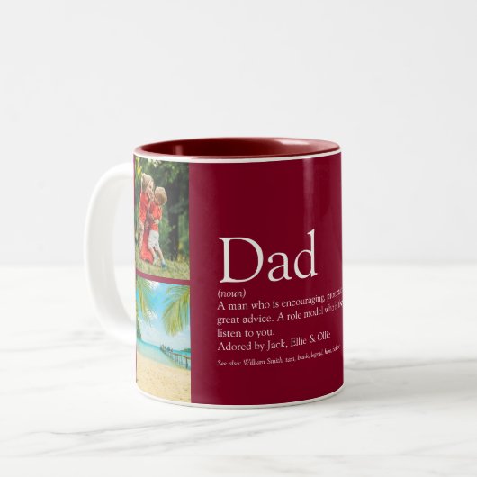 Vater Daddy Pater Papa Definition 4 Foto Burgund Zweifarbige Tasse (Vorderseite Links)