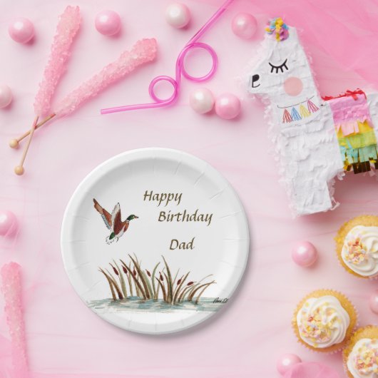 Vater, danke Mallard über Cattails, ein Speicher Pappteller (Party)