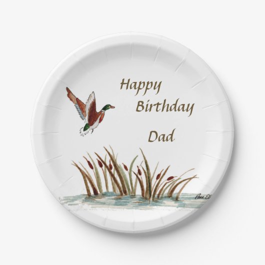 Vater, danke Mallard über Cattails, ein Speicher Pappteller (Vorderseite)