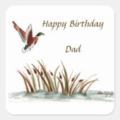 Vater, danke Mallard über Cattails, ein Speicher Quadratischer Aufkleber (Vorderseite)