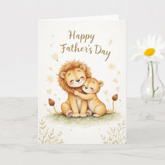 Väter Day Card mit Löwen und Cub Niedlich Safari Karte (Kleine Pflanze)