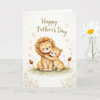 Väter Day Card mit Löwen und Cub Niedlich Safari